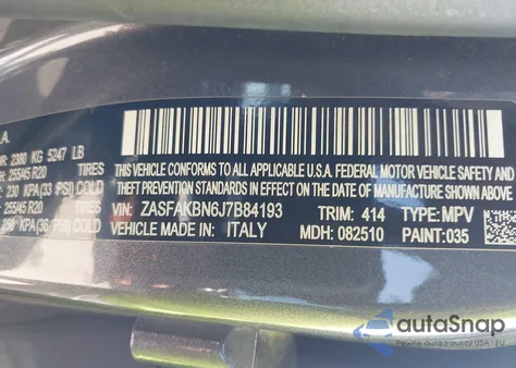 2018 Alfa Romeo Stelvio Ti Awd from USA, damaged, VIN ZASFAKBN6J7B84193